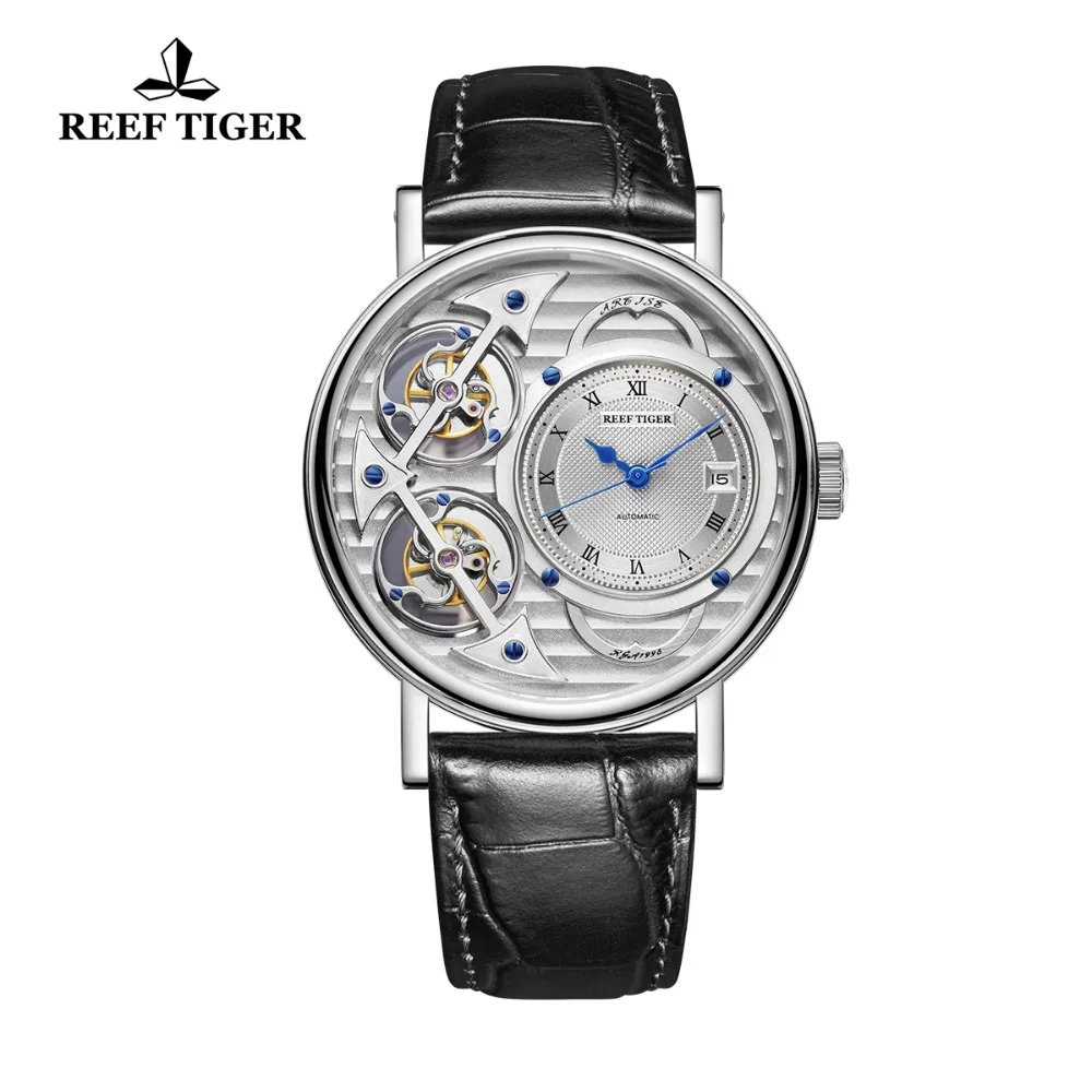 Риф Тигр новые модные дизайнерские часы автоматические часы Скелет сталь повседневные часы для мужчин RGA1995