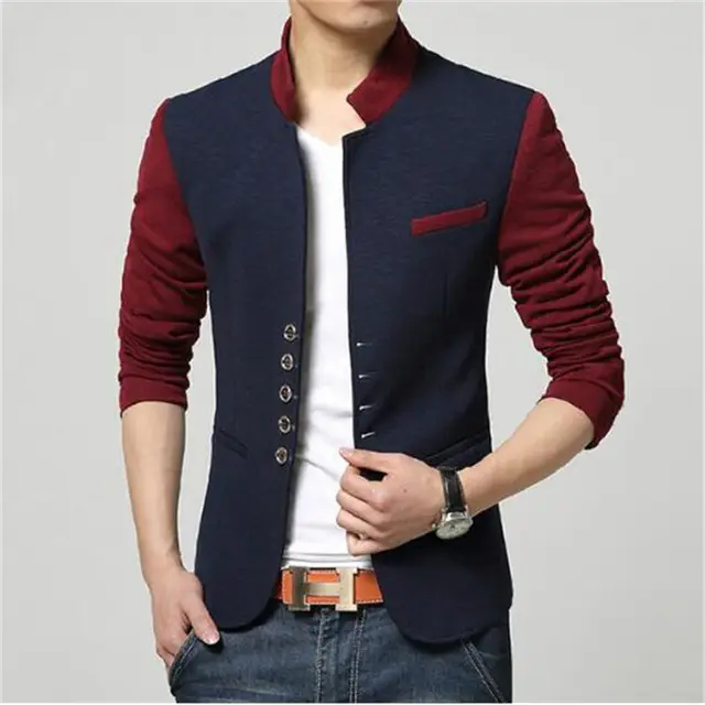 Hombres de la chaqueta 2018 Traje De Cuello Chino Slim Fit