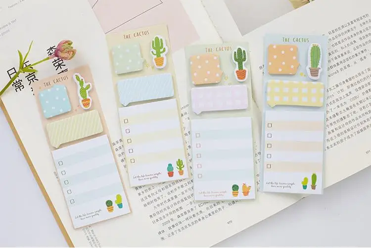 NOVERTY Cactus Cute Sticky Notes Stationery Kawaii Stickers Scrapbooking Papeleria Stickers planner Memo pads Planner - Цвет: 1 Pc Random