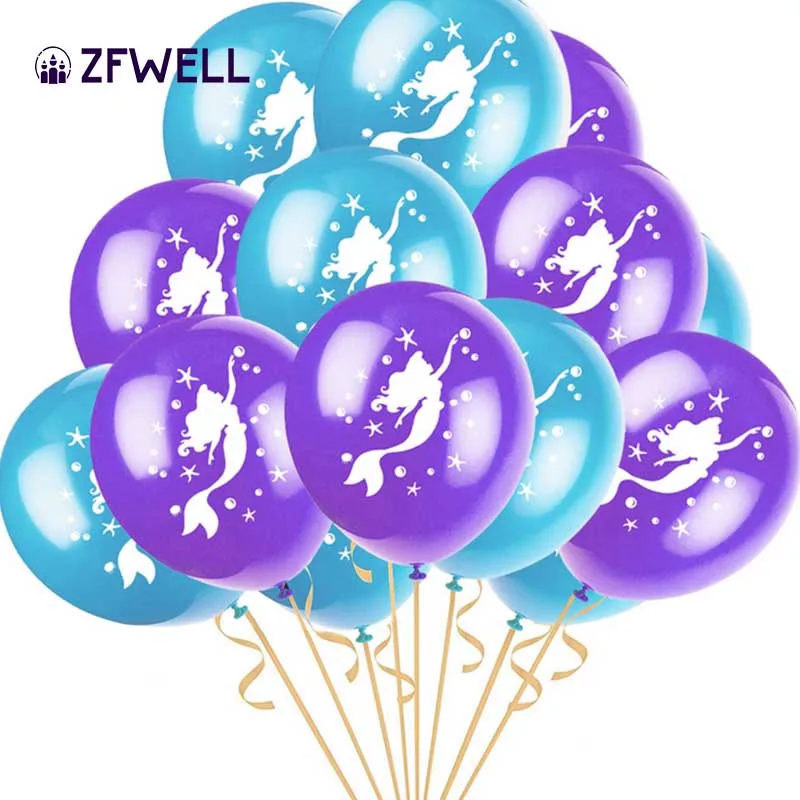 

ZFWELL12 inch latex balloon printing mermaid balloon children's day party birthday party supplies wedding room decoration balloo