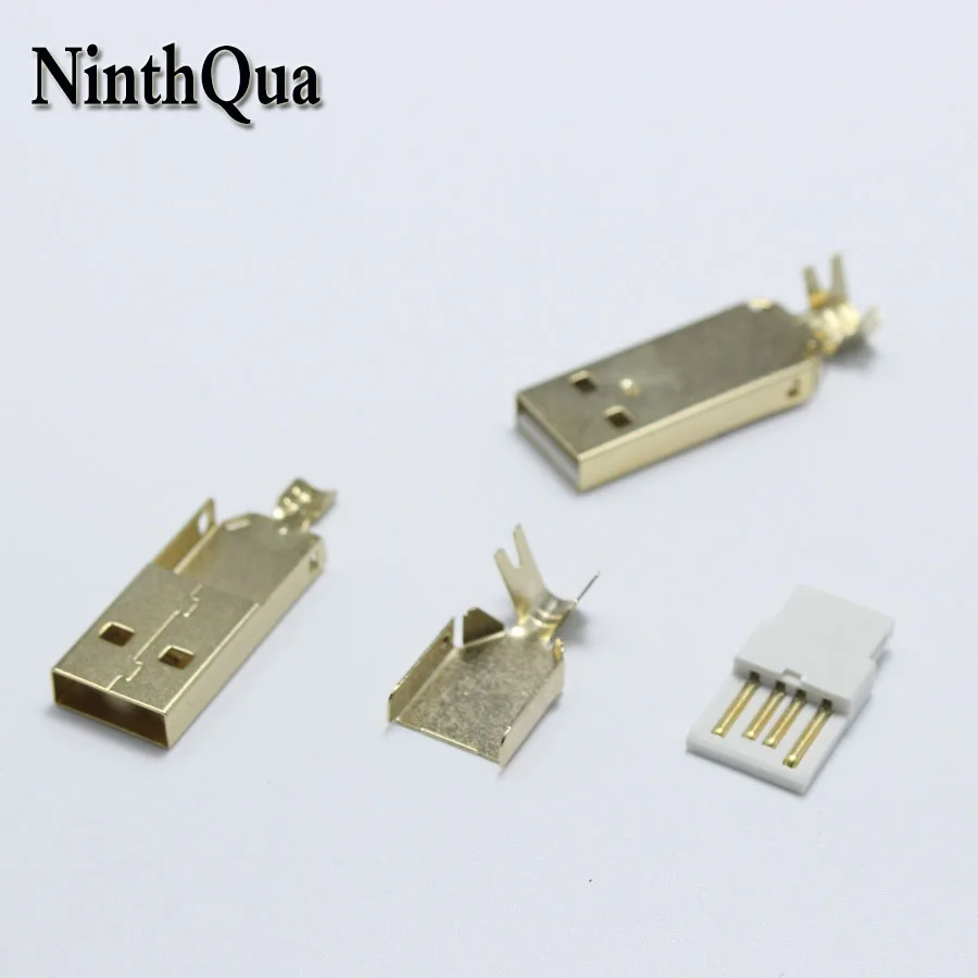 

2sets USB 2.0 Type A Welding Type Male Plug Gold Plated Connectors usb Tail Socket 3 in 1 DIY Adapter