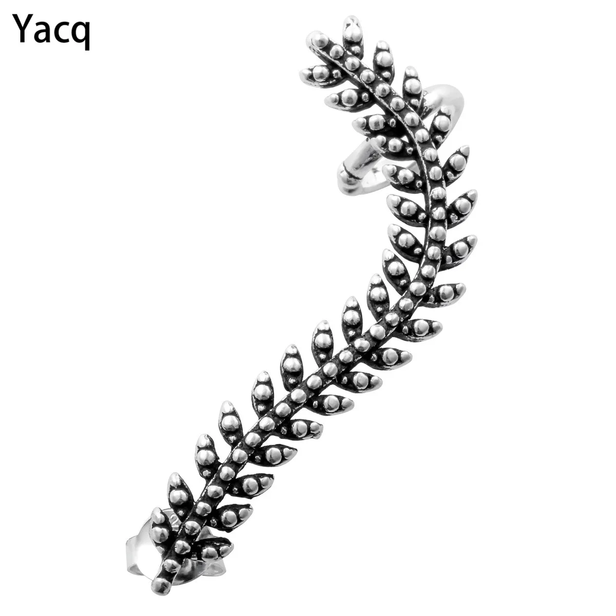 YACQ 925 стерлингового серебра Каффа для левого уха клип серьги день рождения лист