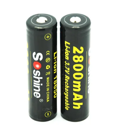 Soshine 18650 емкость 2800 mAh 3,7 v литиевая батарея с защитой