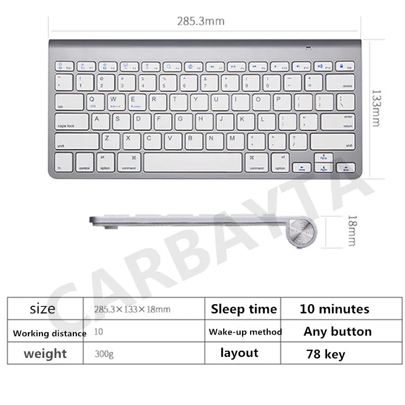 78 клавиш, испанская английская беспроводная клавиатура, Bluetooth клавиатура, универсальная для iPhone, iPad, Mac, Win XP, 12 дюймов, ПК, клавиатура для дома и офиса