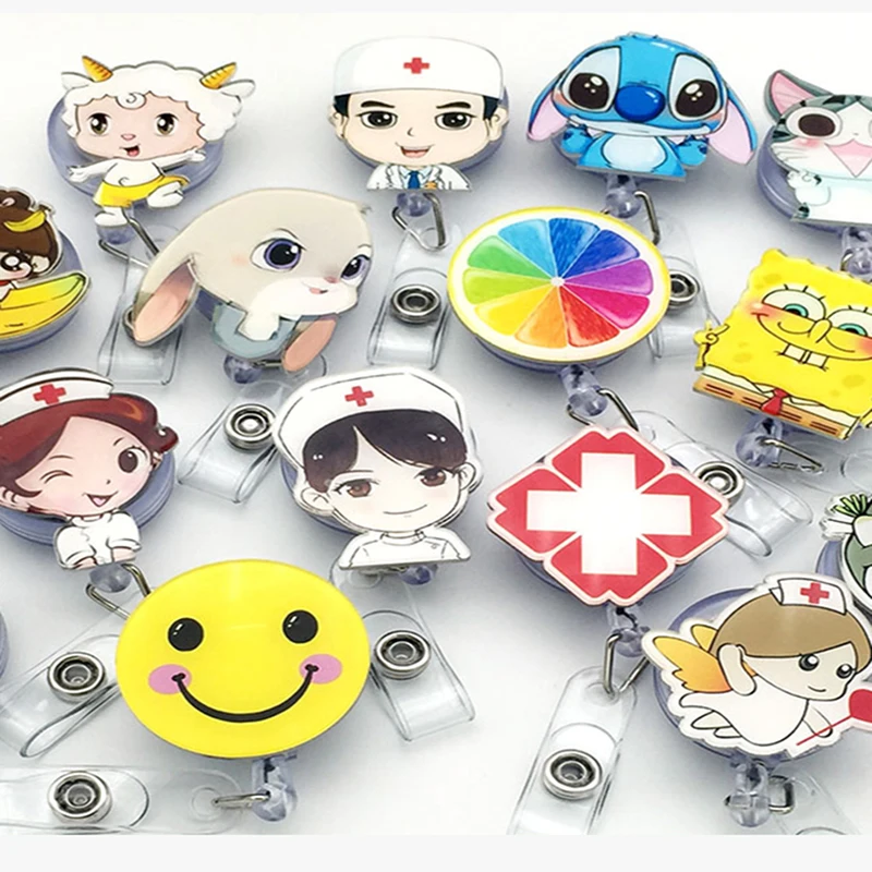 Nurse Retractable Badge Reel Pull ID Card Badge Holder Belt Clip Hospital School Office for Man and Woman (6)