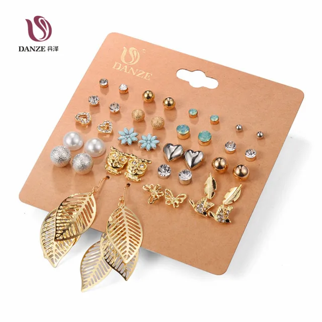 Danze Punk 20 Pairs Pack Set Brincos Mixed Stud Earrings For Women Next