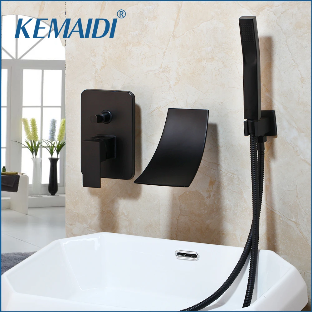 KEMAIDI латунный черный душевой набор для ванной кран настенный дождевой насадка для душа Diverter смеситель ручной спрей набор