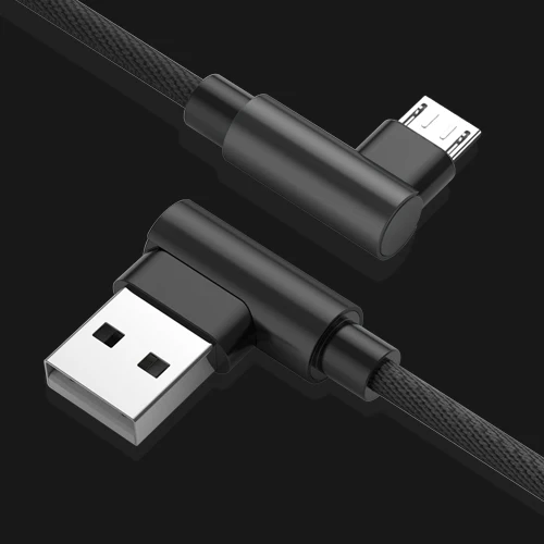 GUSGU Micro USB кабель 90 градусов локоть нейлоновый Плетеный Кабель-адаптер для зарядки для samsung huawei Xiaomi L Тип изогнутый шнур синхронизации данных - Цвет: Black