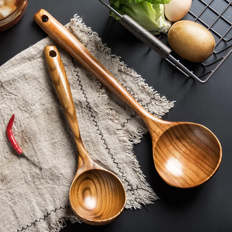 

Wooden spoon super-sized long handle thickening tablespoons wood shovel Japanese household solid wood hotpot scoop the kitchen c