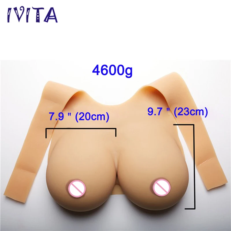 IVITA 4600g Suntan Artificial Big Silicone Breast Forms False Boobs Enhancer CD TS Costume