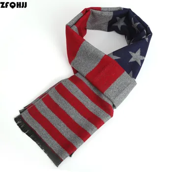 

ZFQHJJ 2018 New Arrival Fashion Star Striped Winter Scarf Cashmere Wool Gray Scarves For men male Wraps Shawl with black tassels