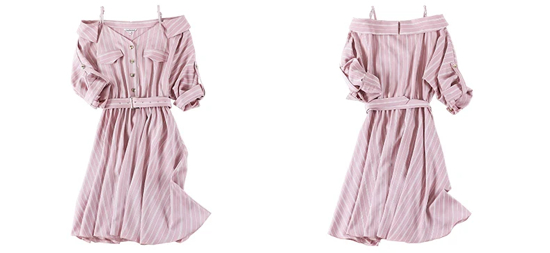 Dabuwawa Новое Осеннее женское тонкое приталенное темпераментное платье на бретельках розовое элегантное платье в полоску DN1CDR015