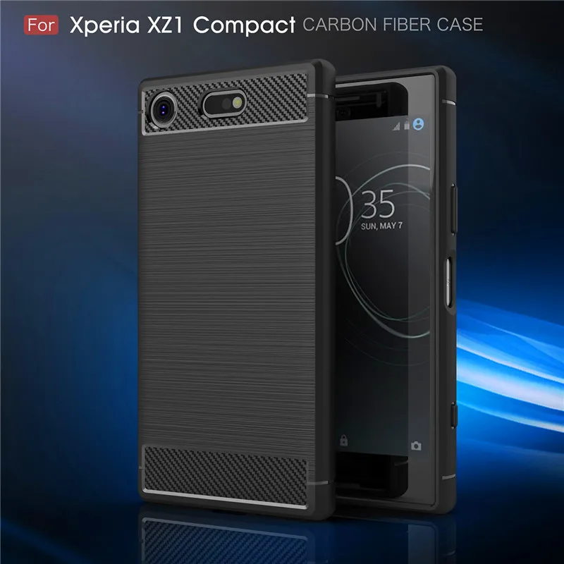 

For Sony Xperia XZ1 Compact Case Carbon Fiber Silicon TPU Skin Soft Back Cover Phone Case for Sony Xperia XZ1 Compact Soft Cover