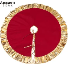 Atceawit N 1 шт. 90 см красный Рождество дерево юбка с золотой рюшами Край год Аксессуары рождественские украшения