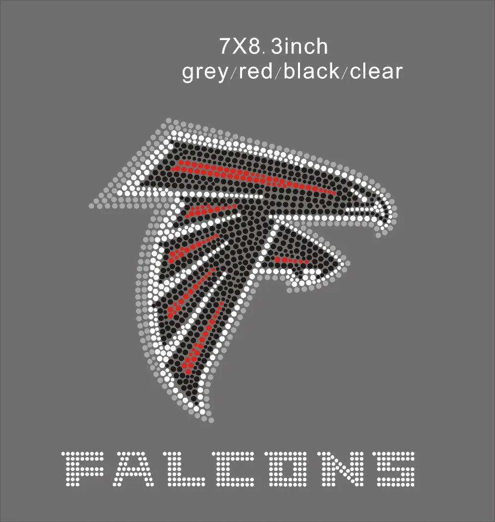 

15pcs/lot Falcons rhinestone transfer motif, hot fix applique, iron on strass, free shipping