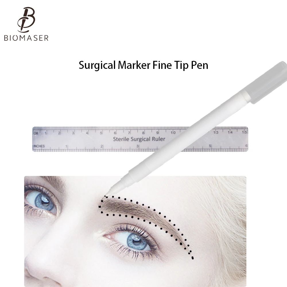 

5 pcs Microblading Surgical Skin Marker Eyebrow Marker Pen With Measure Measuring Ruler Tattoo Skin Scribe Tool Free Shipping
