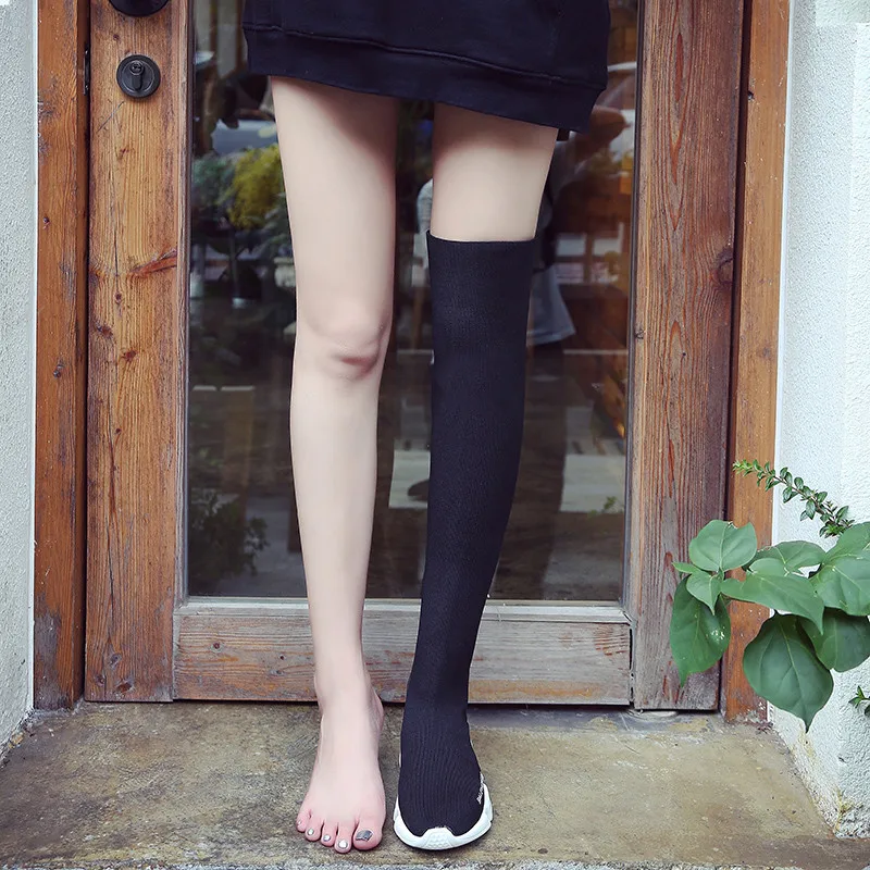 

2019 New Fashion Women's Knee-high Elastic Boots Over Knee Comfortable Knitted Elastic Boots Autumn Winter Sexy Suede Lady Boots