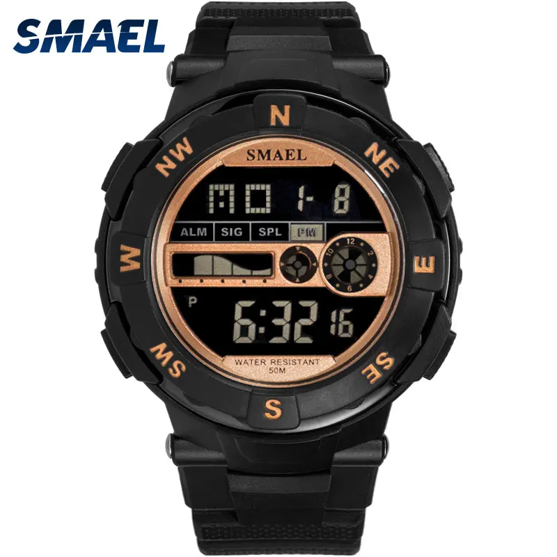 Электронные мужские часы SMAEL спортивные часы светодиодный мужской часы водостойкие мужские Relojes 1361B черные наручные часы повседневные