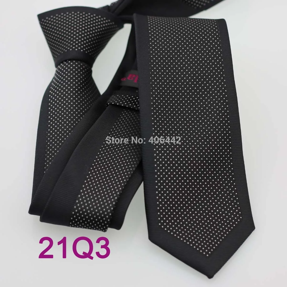 Yibei Coachella Галстуки мужские узкий галстук Дизайн пограничной черные с белыми пятнами в горошек микрофибры галстук мода Slim Tie