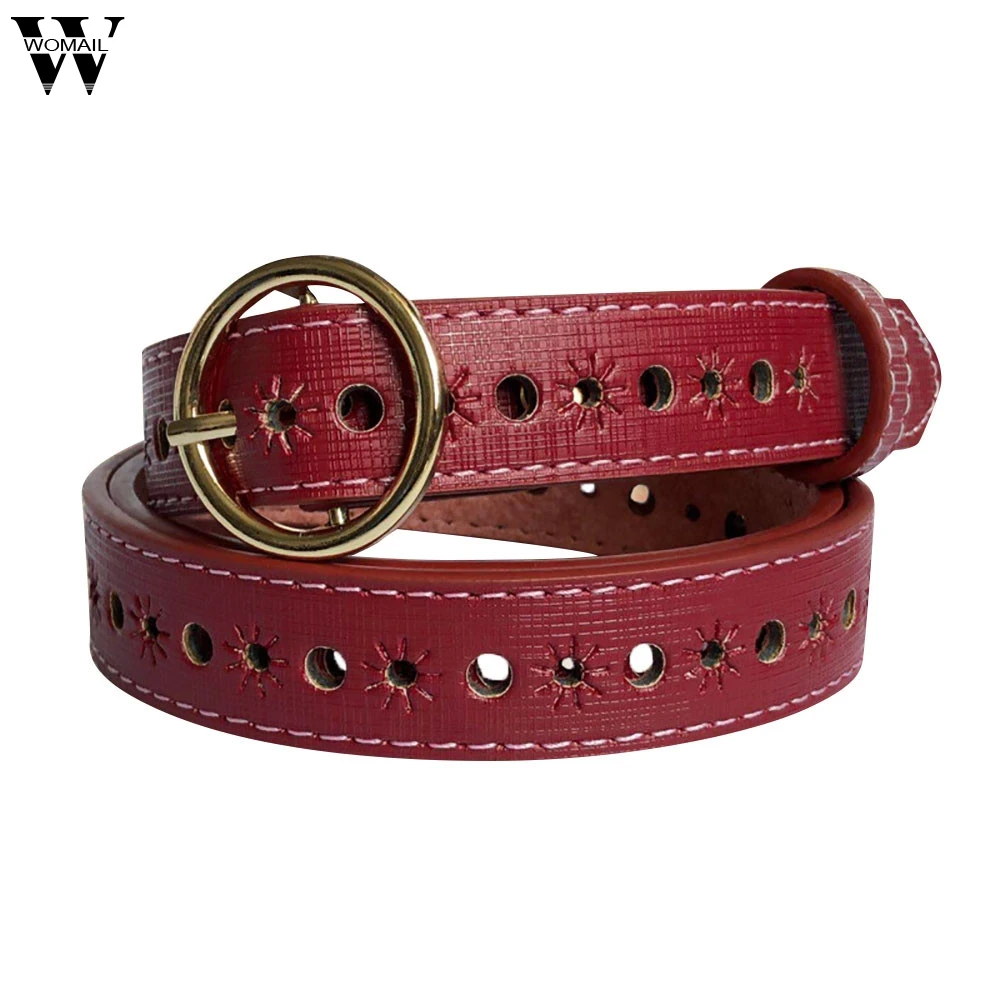 WOMAIL Leather Belts Jeans Hollow Lesisure Belts elastic waist leather for women genuine leather ...