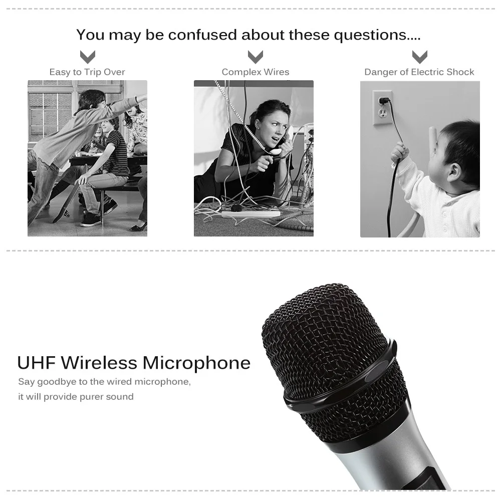 Mesuvida UHF Беспроводной студийный беспроводной микрофон игрушечный для караоке