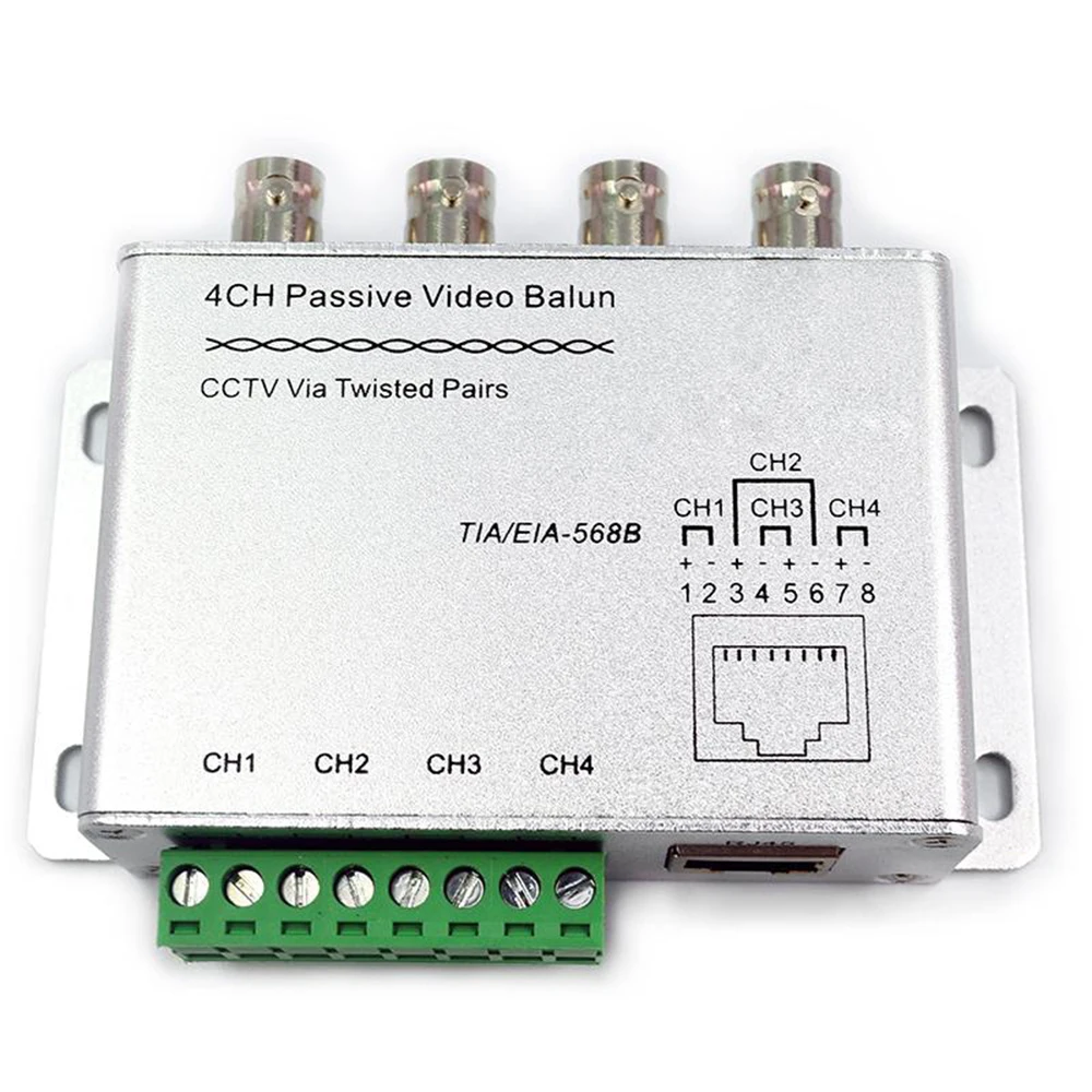 Четырехканальный пассивный видеопередатчик UTP с 4 каналами Cat5 BNC CCTV через витые