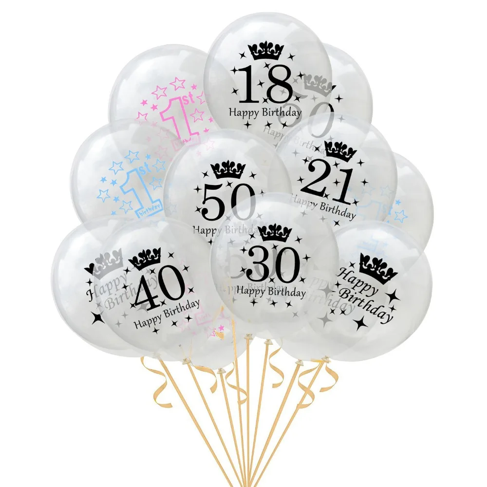10PCS 12" Number Ages Latex Balloons 40 50 60 70 30th Happy Birthday Party Decor 