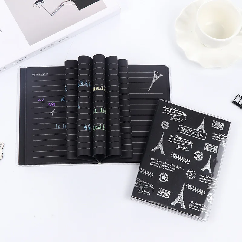 

Creative Vintage Black Graffiti Notebook Travel Journal Kawaii DIY Notepad for Girl Gift Cute Planner Stationery School Supplies
