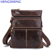 Hengsheng promotion cow leather black men shoulder bags with quality genuine men messengers bag of hot sale male shoulder bags