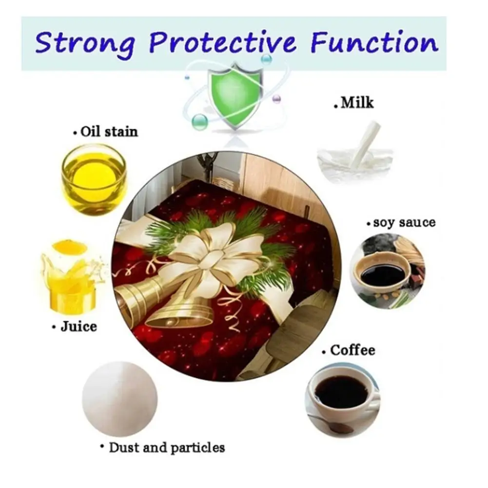  Christmas Bell 3D Printed Pattern Rectangular Tablecloths Picnic Dustproof Table Cover Tea Machine 