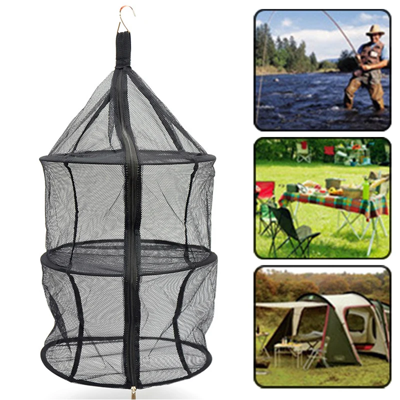 

1* 3-layer Drying Net+1* Oxford Cloth Storage Bag Windproof Clothes Dryer Net For Sweaters Hanging Drying Rack Laundry Basket