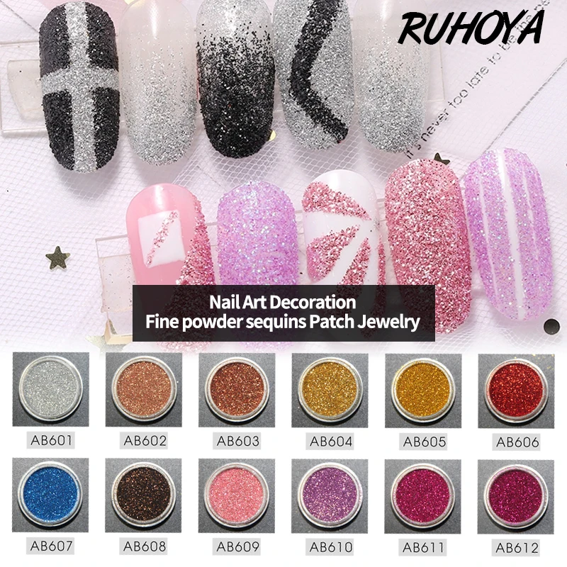 

Zation Mirror Chrome Pigment Nail Glitter Mixed Color Ultrathin Sequins Nail Glitter Flakes Sparkly DIY Tips Nail Art Decoration