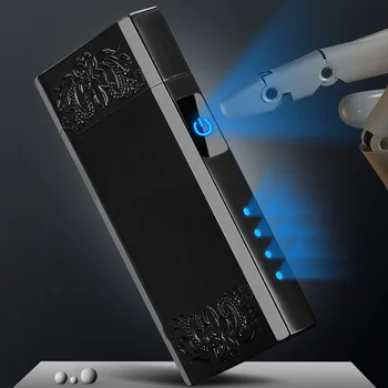

2018 new electric lighter double arc plasma lighter windproof usb rechargeable cigarette lighters funny gadgets for men metal