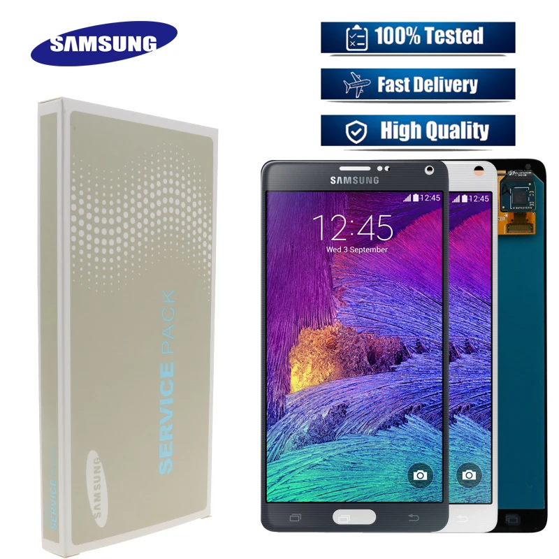 

100%Original SUPER AMOLED LCD For SAMSUNG Galaxy Note 4 Touch Screen for SAMSUNG Note 4 LCD Note4 N910 N910A N910F N9100 Display