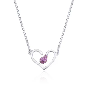 

YJAX002272 Japanese and Korean Women Accessproes S925 Pure Silver Jewelry Heart-shaped Temperament Pendant Necklace