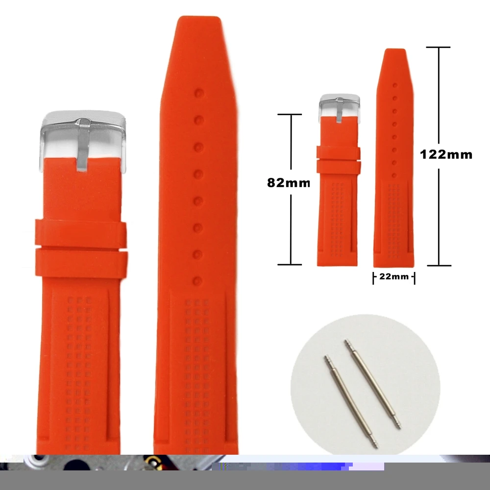 Ремешок для часов из силиконового каучука оранжевого цвета 22 мм WB1075H22JB|watch band