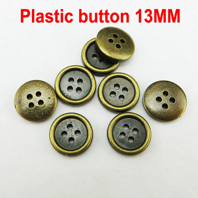 100PCS 13MM 4 hole bronze tone plastic buttons round coat boots sewing clothes accessory shirt button P-244 | Дом и сад
