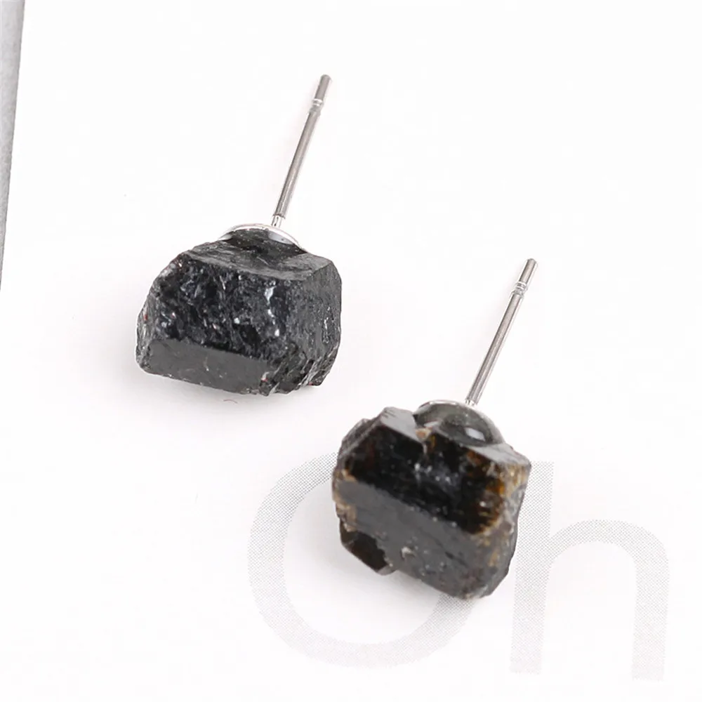 

1 Pair Irregular Raw Natural Crystal Amethysts Druzy Healing Point Stud Earrings Quartz Earrings Raw Fluorite