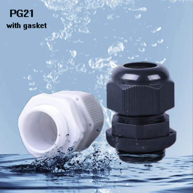 PG21 5pcs Nylon Cable conduit Gland IP68 High Quality Waterproof cable connection 13-18mm with waterproof Gasket free shipping |