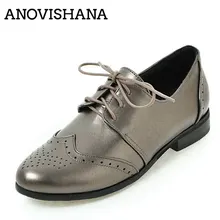 Anovishana Туфли-оксфорды; Женская Осенняя обувь Туфли без каблуков модная обувь с перфорацией типа «броги»; оксфорды; женская обувь; мокасины; sapatos femininos zapatos большой размер Туфли без каблуков B311
