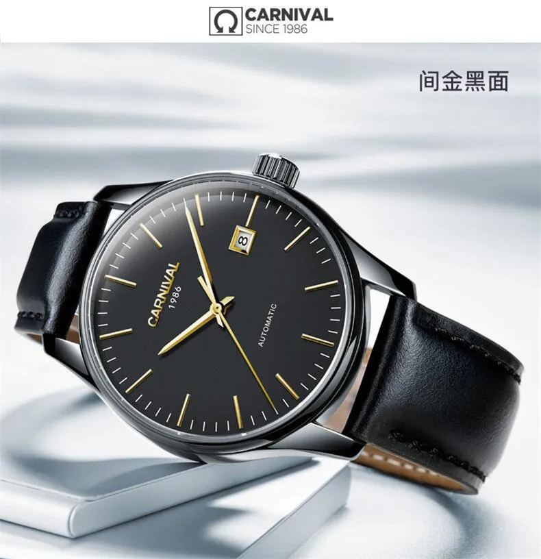 Роскошные черные стальные механические часы с календарем Мужские автоматические наручные часы водонепроницаемые часы швейцарские брендовые модные новые