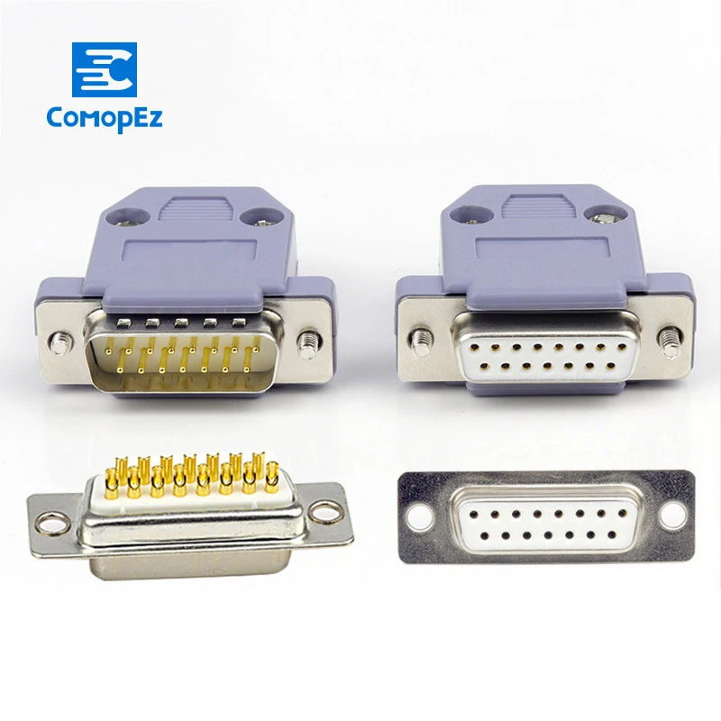 15 Pin Db15 2 Row Serial Male Female Connector D Sub Gold Plated Copper With Plastic Shell Harpoon Welded Plate Socket huismerk kopen in de aanbieding 15 Pin Db15 2 Row Serial Male Female Connector D Sub Gold Plated Copper With Plastic Shell Harpoon Welded Plate Socket huismerk kopen in de aanbieding