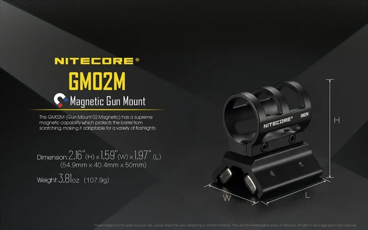 NITECORE Магнитный оружейный пистолет крепление GM02MH 24~ 26 мм аксессуары для фонарика алюминиевый сплав подходит P12GT MH27 MH20 SRT7GT MH40GTR