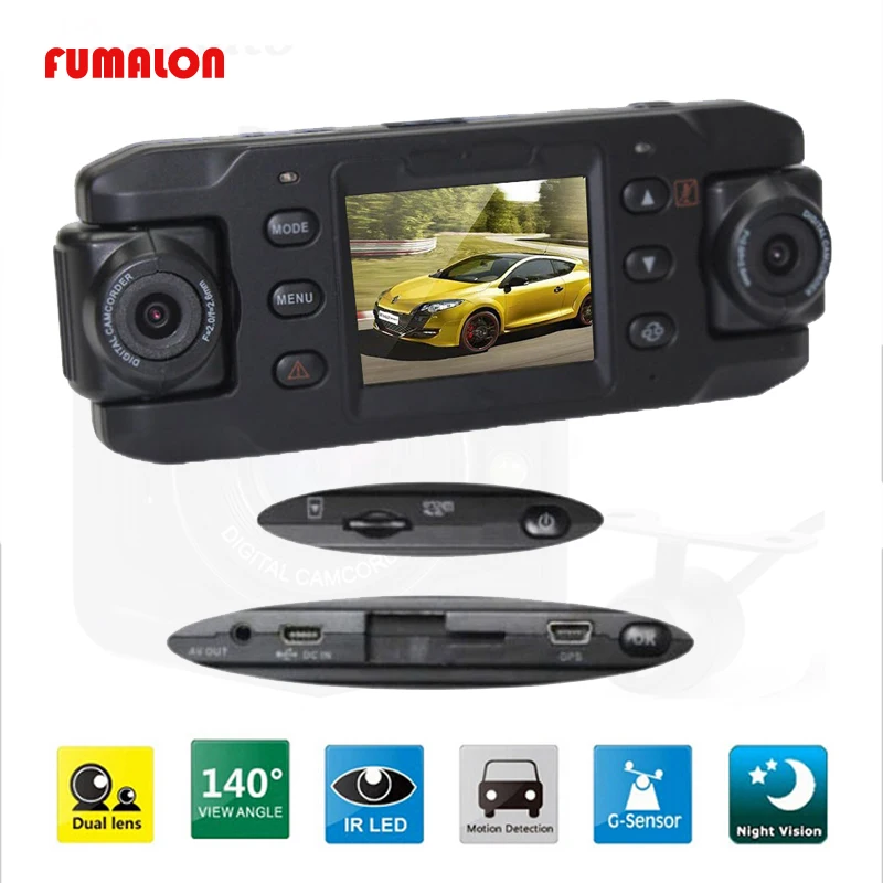 Оригинальная Автомобильная камера с двумя объективами X8000 Full HD 1080P GPS трекером два