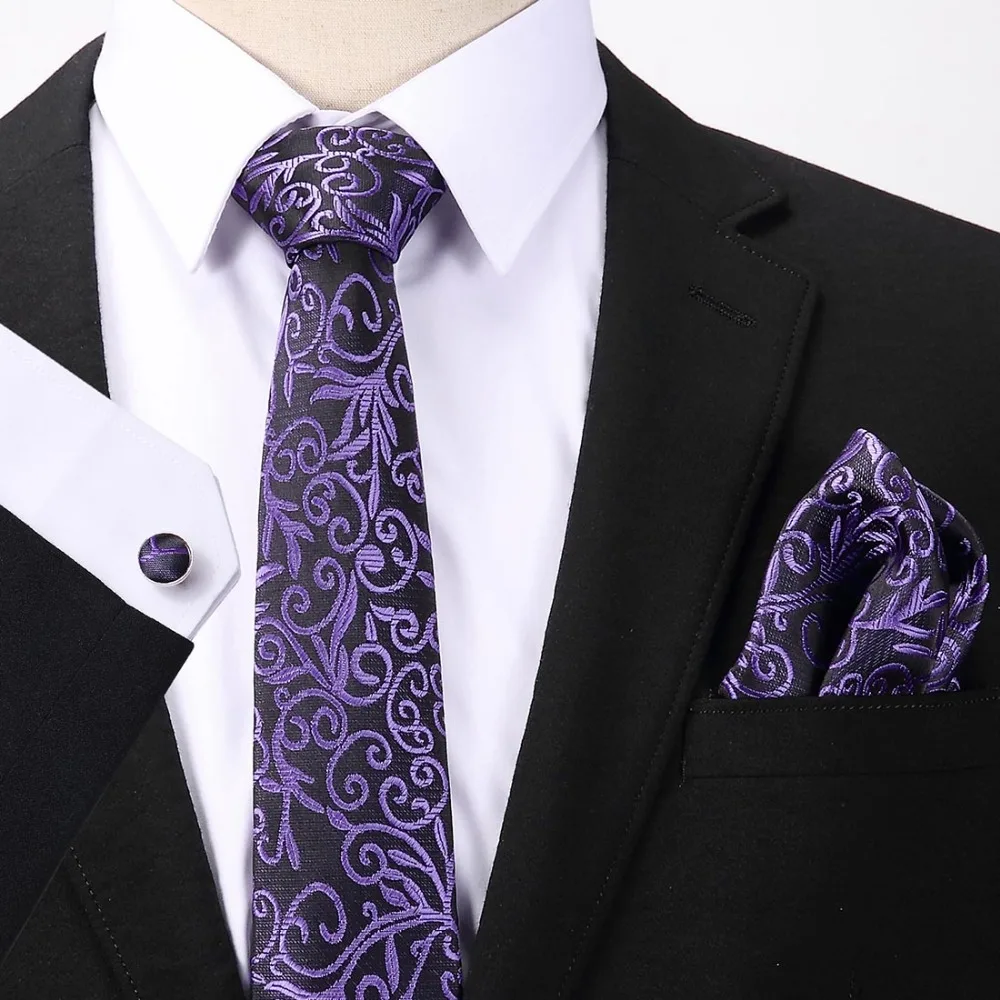 

Polyester Paisley Floral Neck Tie for Men Gift For Men Tie Hanky Cufflinks Sets for Men Pocket Square Handkerchief