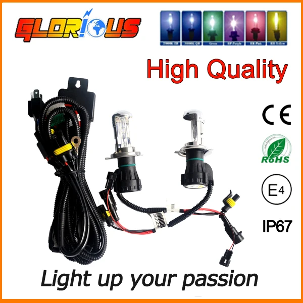 

H4 Bi xenon 2pcs 55w Lamp and wire H4-3 H13-3 9004/9007-3 High Low HID Bulb