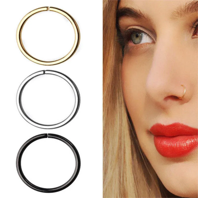 

1PC Fashion Steel Seamless Hinged Nose Hoop Ring Septum Clicker Ear Cartilage Tragus Helix Piercing Charming Body Jewelry 20g