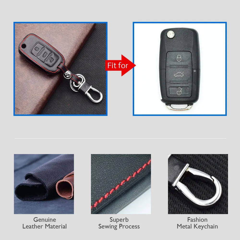 2 VW Volkswagen Jetta Golf 4 5 6 Polo Bora leather car key case cover