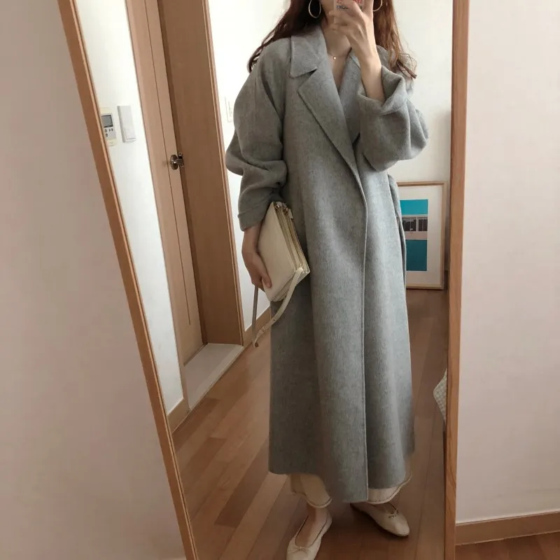 Женское корейское зимнее длинное пальто, верхняя одежда, пальто свободного размера плюс, кардиганы с длинным рукавом, манто Femme Hiver, элегантное
