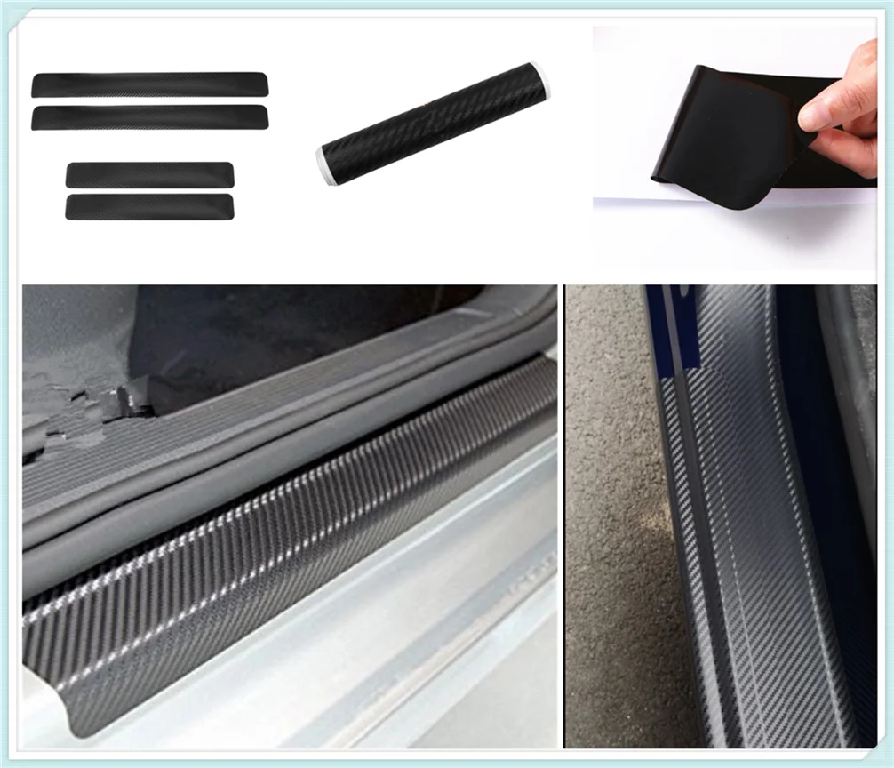 4Pcs auto parts carbon fiber door plaque anti-scratch protective film for Ford Mad Evos Stealth Start iosis F-450 Verve